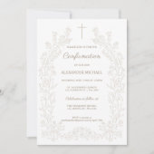 Modern Floral Cross Confirmation Kaart (Voorkant)