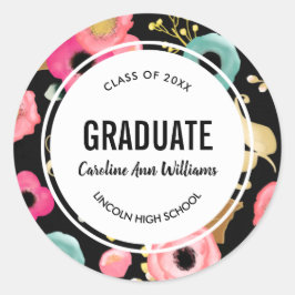 Modern Floral Custom Afstuderen Ronde Sticker