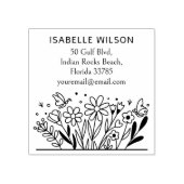 Modern Floral Custom Name Retouradres Rubberstempel (Afrduk)