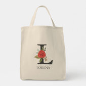 Modern Floral Customizable Monogrammed Letter L Tote Bag (Achterkant)