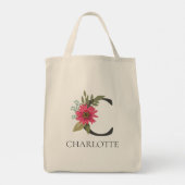 Modern Floral Customizable Monogrammed  Tote Bag (Achterkant)