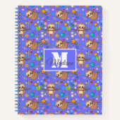Modern Floral Cute Sloth Pattern |  Notitieboek (Voorkant)