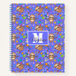 Modern Floral Cute Sloth Pattern |  Notitieboek