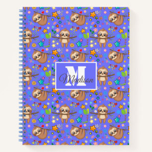 Modern Floral Cute Sloth Pattern    Notitieboek