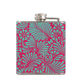 Modern Floral Damask Monogrammed Heupfles (Achterkant)