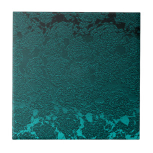 Modern Floral Dark Blauwgroen Green Pattern Tegeltje