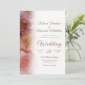 Modern Floral Dark Carmine Wedding Kaart (Staand voorkant)