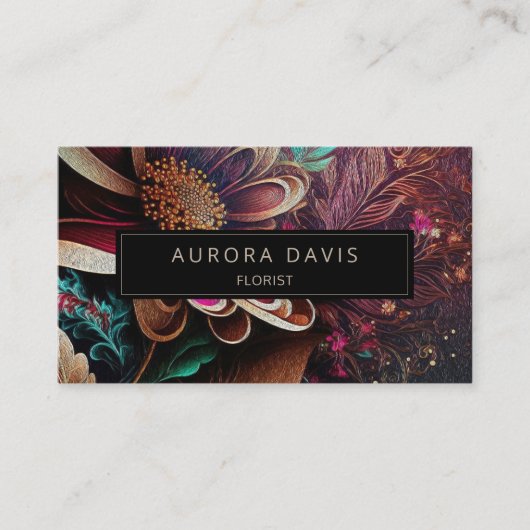 Modern Floral Dark Colorful Elegant Visitekaartje (Voorkant)