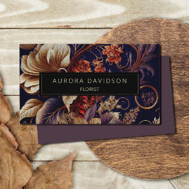 Modern Floral Dark Colorful Elegant Visitekaartje