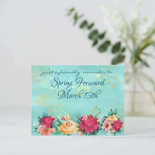 Modern Floral Daylight Savings herinneringen Briefkaart (Staand voorkant)