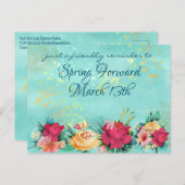 Modern Floral Daylight Savings herinneringen Briefkaart (Voorkant / Achterkant)