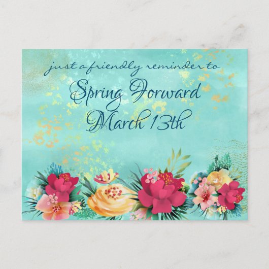 Modern Floral Daylight Savings herinneringen Briefkaart (Voorkant)