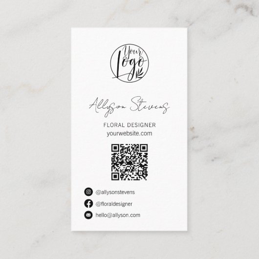 Modern floral designer house plant logo qr code visitekaartje (Achterkant)