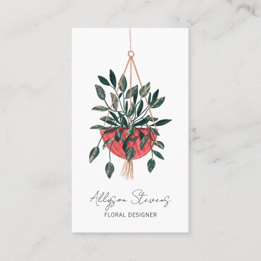 Modern floral designer house plant logo qr code visitekaartje (Voorkant)