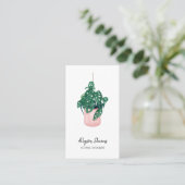 Modern floral designer monstera white logo qr code visitekaartje (Staand voorkant)