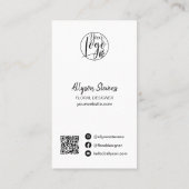 Modern floral designer monstera white logo qr code visitekaartje (Achterkant)