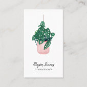 Modern floral designer monstera white logo qr code visitekaartje (Voorkant)