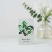 Modern floral designer plant green logo qr code visitekaartje (Staand voorkant)