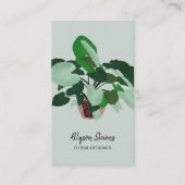 Modern floral designer plant green logo qr code visitekaartje (Voorkant)