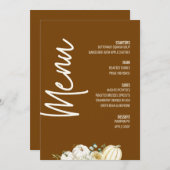 Modern Floral Dinner Menu Thanksgiving Herfst Kaart (Voorkant / Achterkant)