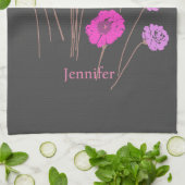Modern Floral Donkergrijs Theedoek (Gevouwen)
