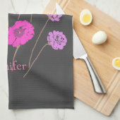 Modern Floral Donkergrijs Theedoek (Quarter Fold)