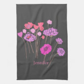 Modern Floral Donkergrijs Theedoek (Verticaal)