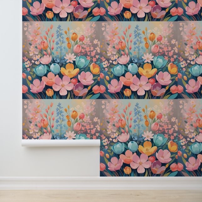 Modern Floral Dream Garden Peel en Stick Behang (Applicatie)