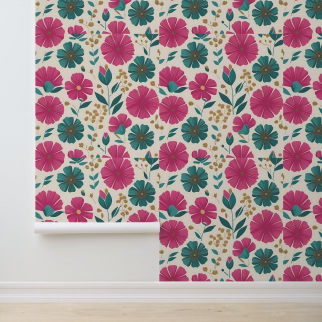 Modern Floral Dream Peel en Stick Behang (Applicatie)