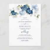 Modern Floral Dusty Blue Botanical Wedding Uitnodiging Briefkaart (Voorkant)