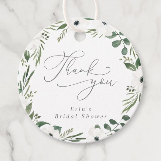 Modern Floral Dusty Green Eucalyptus Wedding Bedankjes Labels (Voorkant)