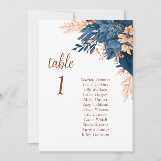 Modern Floral Elegant Bruiloft Zitkaart Kaarten (Voorkant)