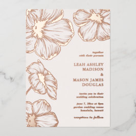 Modern Floral Elegant Wedding Folie Uitnodiging