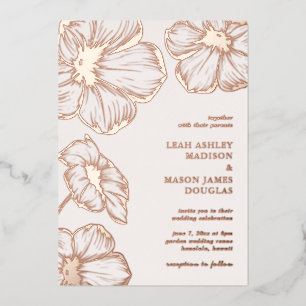 Modern Floral Elegant Wedding Folie Uitnodiging