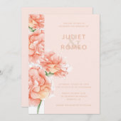 Modern Floral Elegant Wedding Kaart (Voorkant / Achterkant)