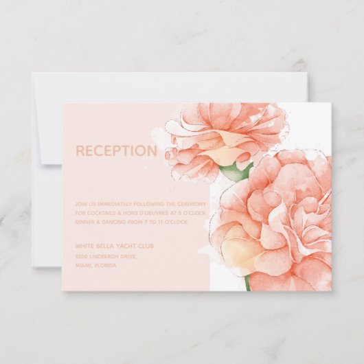 Modern Floral Elegant Wedding Reception Kaart (Voorkant)