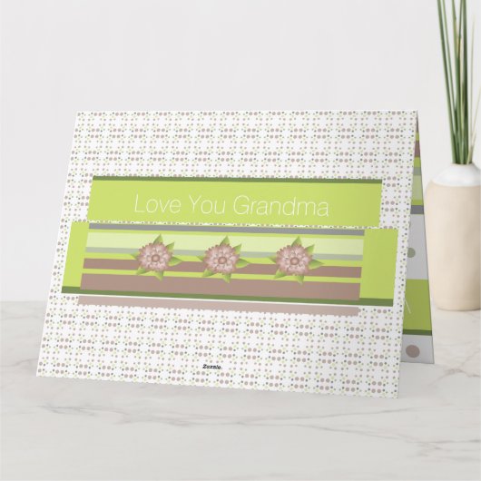 Modern Floral en Polka Dot Kaart (Achterkant)