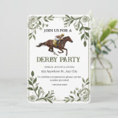 Modern Floral Equestrian Derby Invitation Kaart (Staand voorkant)