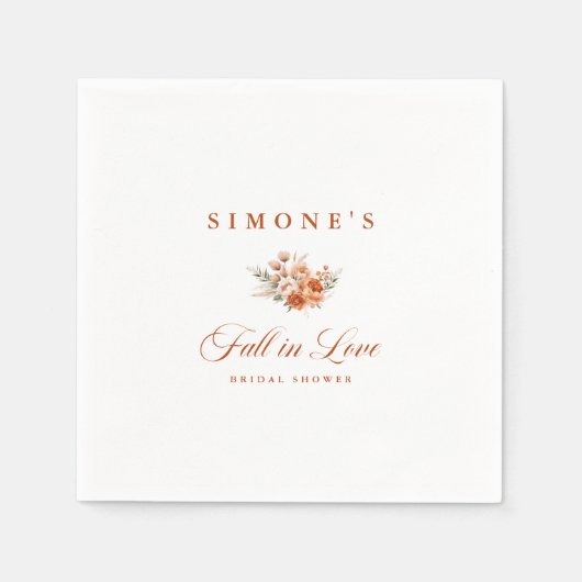 Modern Floral Fall In Love Bridal Shower  Servet (Voorkant)