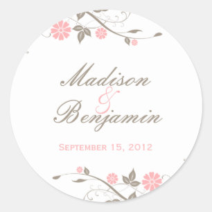 Modern Floral Favor Sticker - Zacht roze