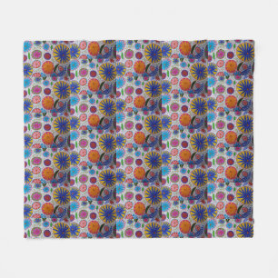 Modern Floral Fleece Blanket Deken