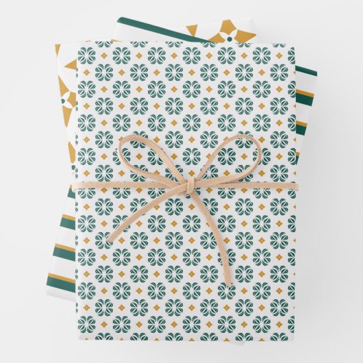 Modern Floral Forest Groene Set van Wrapping Paper (In situ)