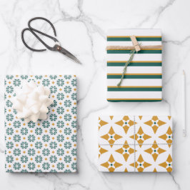 Modern Floral Forest Groene Set van Wrapping Paper