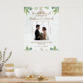 Modern Floral Foto Islamitische Moslim Bruiloft Po Poster (Keuken)