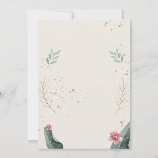 Modern Floral Foto Rustic Wedding Kaart (Achterkant)