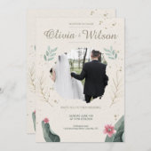 Modern Floral Foto Rustic Wedding Kaart (Voorkant / Achterkant)