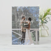 Modern Floral Frame Photo Modern Wedding  Kaart (Staand voorkant)