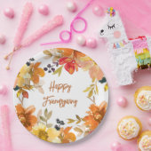 Modern Floral Friendsgiving Papieren Bordje (Feest)