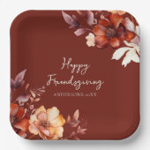 Modern Floral Friendsgiving  Papieren Bordje (Voorkant)