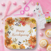 Modern Floral Friendsgiving  Papieren Bordje (Feest)